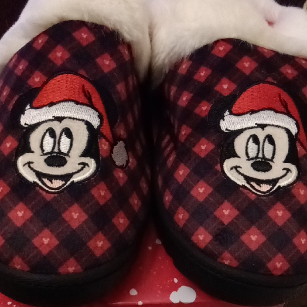 Disney Red and Black Mickey Mouse Slippers